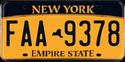 NY license plate FAA9378