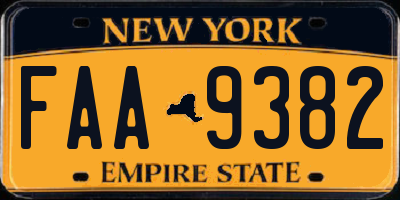 NY license plate FAA9382