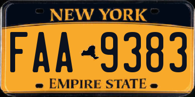 NY license plate FAA9383