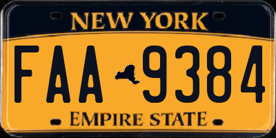 NY license plate FAA9384