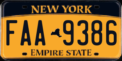 NY license plate FAA9386