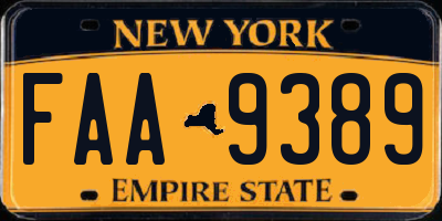 NY license plate FAA9389