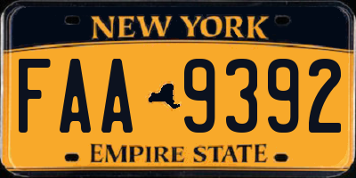 NY license plate FAA9392