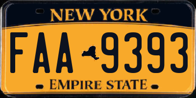 NY license plate FAA9393