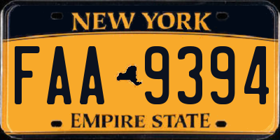 NY license plate FAA9394