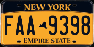 NY license plate FAA9398