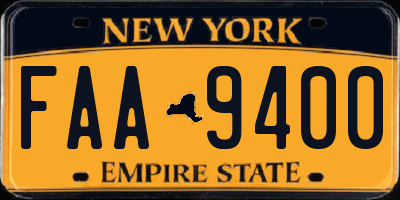 NY license plate FAA9400