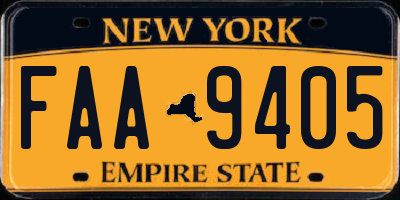 NY license plate FAA9405