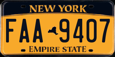 NY license plate FAA9407