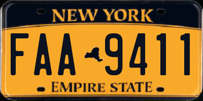 NY license plate FAA9411