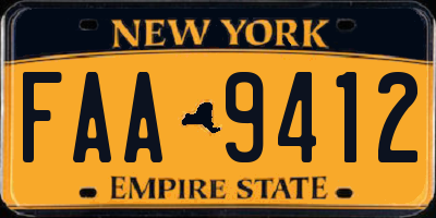 NY license plate FAA9412