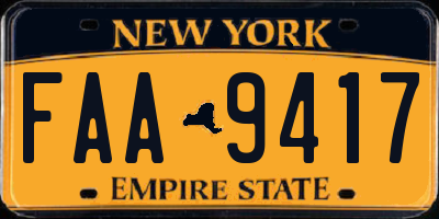 NY license plate FAA9417