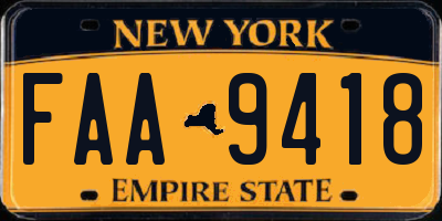 NY license plate FAA9418