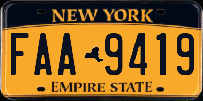 NY license plate FAA9419