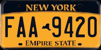 NY license plate FAA9420