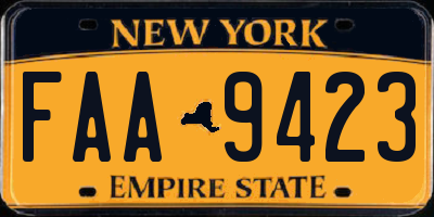 NY license plate FAA9423