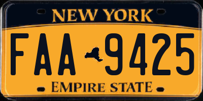 NY license plate FAA9425