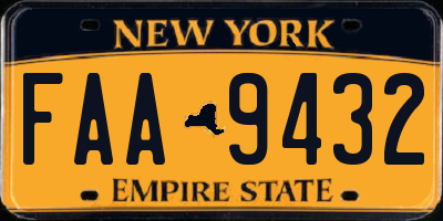 NY license plate FAA9432