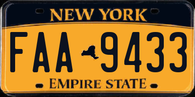 NY license plate FAA9433