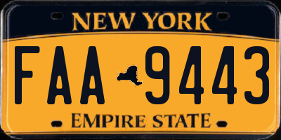 NY license plate FAA9443