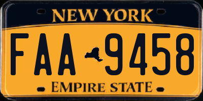 NY license plate FAA9458