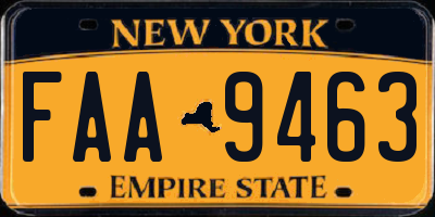 NY license plate FAA9463