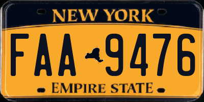 NY license plate FAA9476