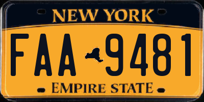 NY license plate FAA9481