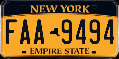 NY license plate FAA9494