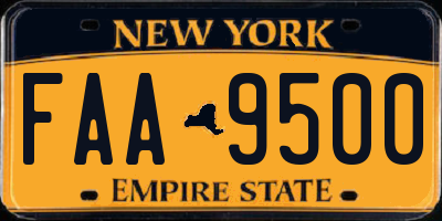 NY license plate FAA9500