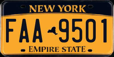 NY license plate FAA9501