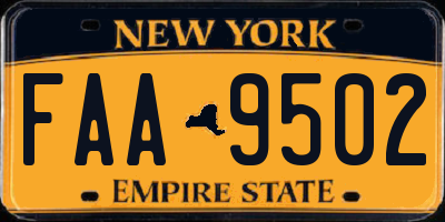 NY license plate FAA9502