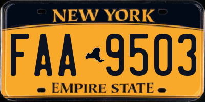 NY license plate FAA9503