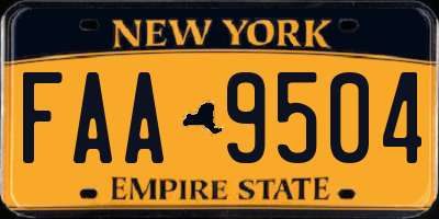 NY license plate FAA9504