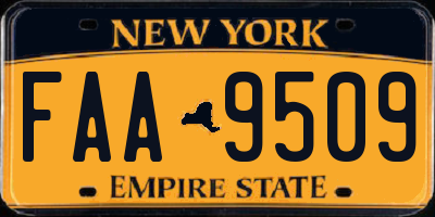 NY license plate FAA9509