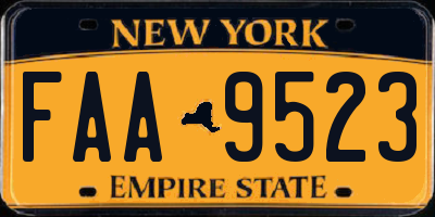 NY license plate FAA9523