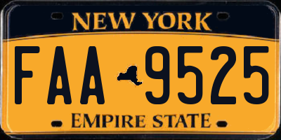 NY license plate FAA9525