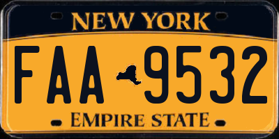 NY license plate FAA9532