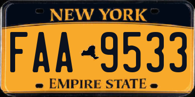 NY license plate FAA9533