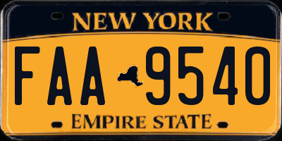 NY license plate FAA9540