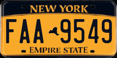 NY license plate FAA9549