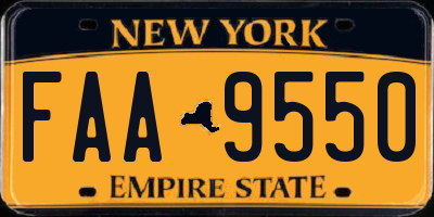 NY license plate FAA9550