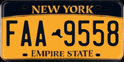 NY license plate FAA9558