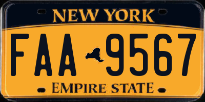 NY license plate FAA9567