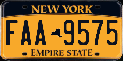 NY license plate FAA9575