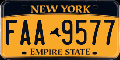 NY license plate FAA9577