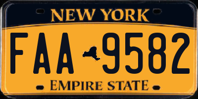 NY license plate FAA9582