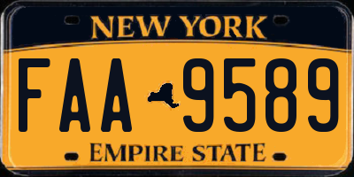 NY license plate FAA9589