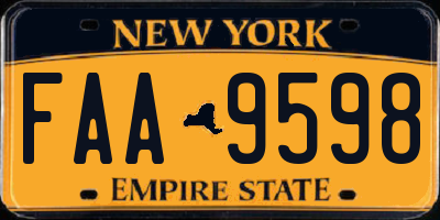 NY license plate FAA9598