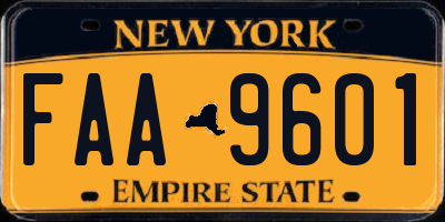 NY license plate FAA9601